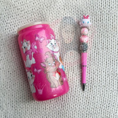 Pink Cat Cup with UVDTF Design and Pen Profile Picture